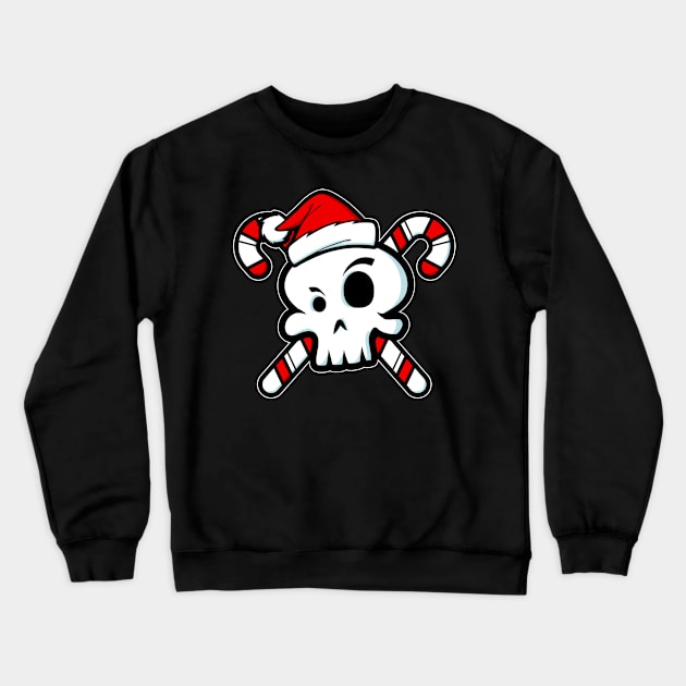 Cute Santa Skull and Cross Bone Candy Canes Crewneck Sweatshirt by wheedesign